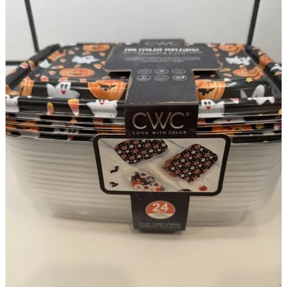 CWC Halloween Food Storage 33.8 oz. Containers/ Lids Set 12 NEW Ghosts Candy